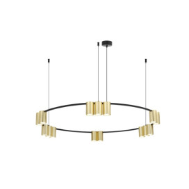 ISE Pendel 15x GU10 excl Ø1000mm geborsteld goud + zwart