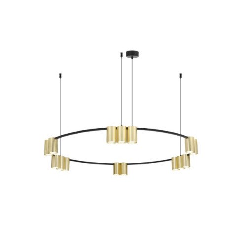 ISE Pendel 15x GU10 excl Ø1000mm geborsteld goud + zwart