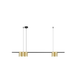 ISE Pendel 5x GU10 excl 1000mm geborsteld goud + zwart