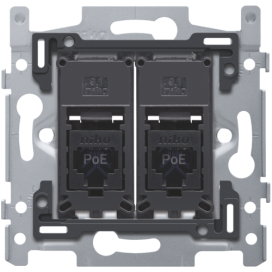 2 connexions RJ45 UTP Cat. 6A, prêt pour l'alimentation PoE++, modèle plat, incl. socle 60 x 71 mm avec fixation par vis