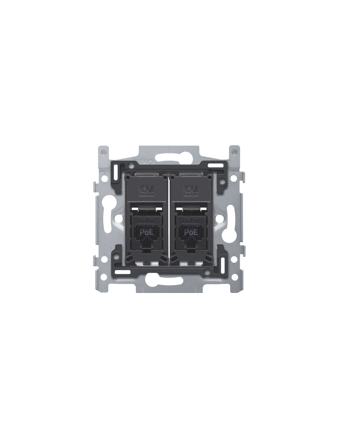 2 connexions RJ45 UTP Cat. 6A, prêt pour l'alimentation PoE++, modèle plat, incl. socle 60 x 71 mm avec fixation par vis