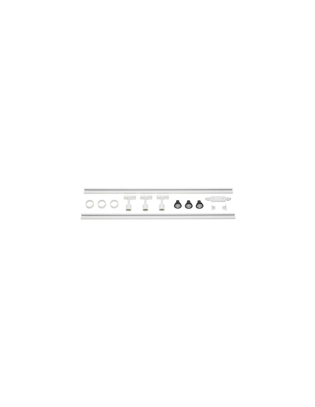 1-phase rail set, blanc, 2x1m, incl. 3x PURI spot et lampes LED