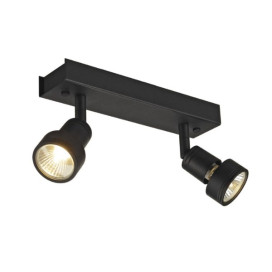 PURI 2 plafonnier, noir mat, GU10, max. 2x50W, incl. anneau déco