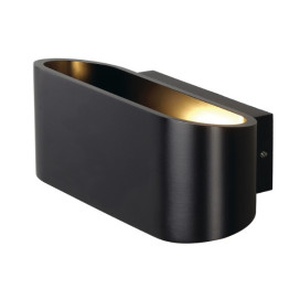 OSSA R7s applique, ovale, noir mat, R7s 78mm, max. 100W, up/down