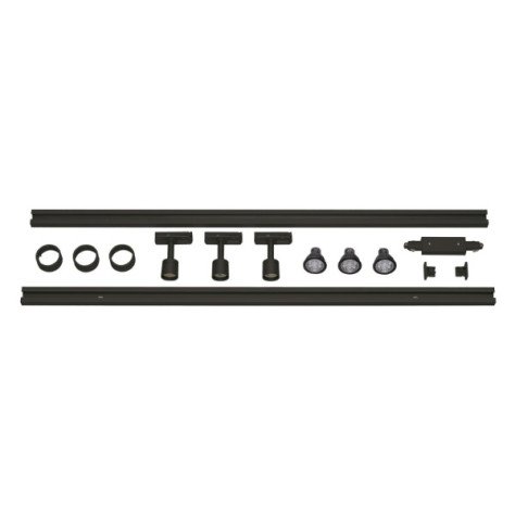 1-phase rail set, noir, 2x1m, incl. 3x PURI spot et lampes LED
