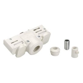 Eutrac adaptateur rail 3 allumages blanc RAL9016 avec passe-fil
