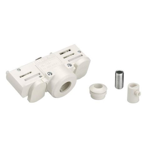 Eutrac adaptateur rail 3 allumages blanc RAL9016 avec passe-fil