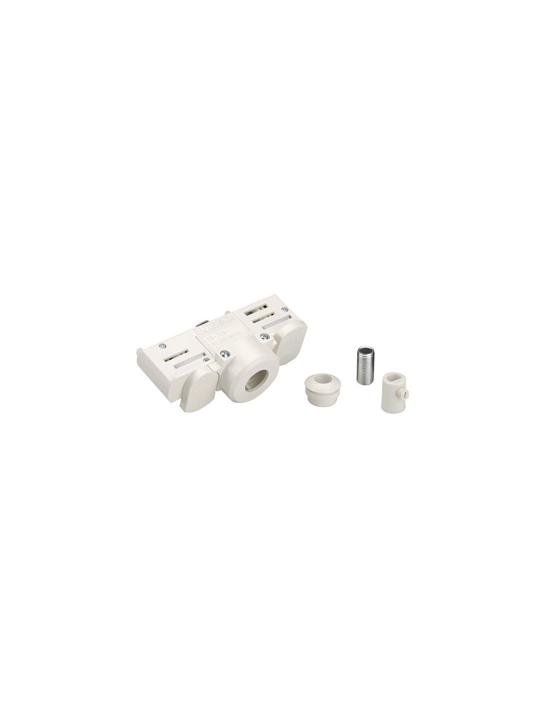 Eutrac adaptateur rail 3 allumages blanc RAL9016 avec passe-fil