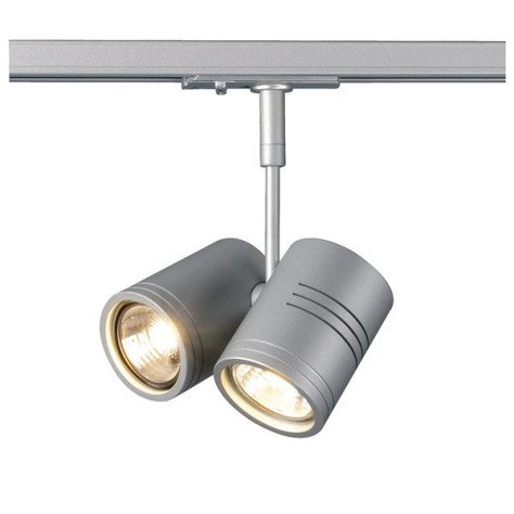 Bima II spot rail GU10 2x50W 230V HV 1-Fase rail gris argent