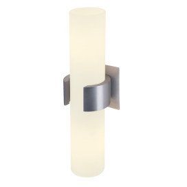 Dena II applique E14 2x40W 230V alu brossé verre blanc