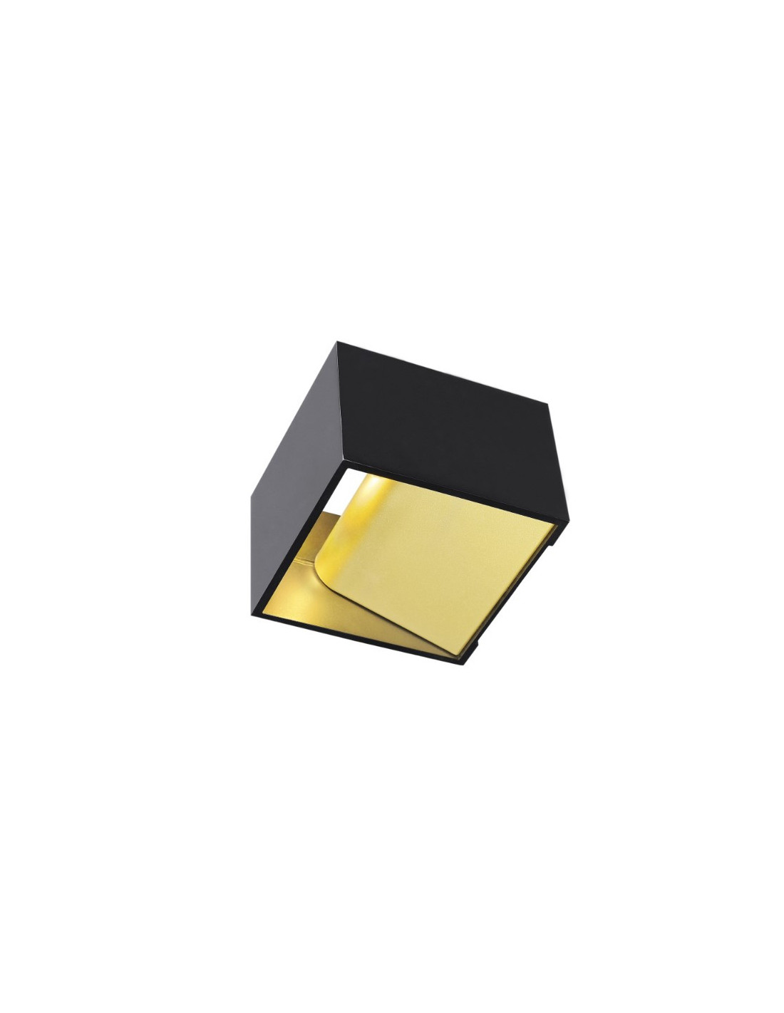 LOGS IN applique, carré, noir/ laiton, 5W LED, 3000K