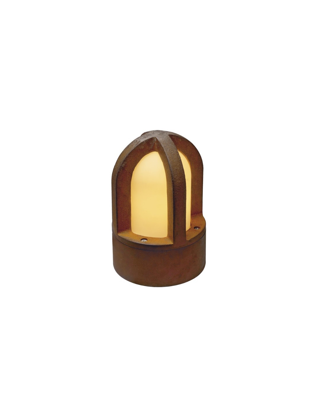Rusty Cone borne 1x40W E14 30V verre satiné L13,5cm fonte rouille IP54