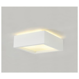 GL 104 plafonnier plâtre 2x25W E27 L25xB25xH9,5cm blanc