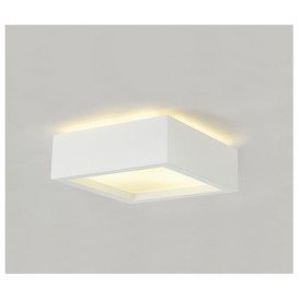 GL 104 plafonnier plâtre 2x25W E27 L25xB25xH9,5cm blanc