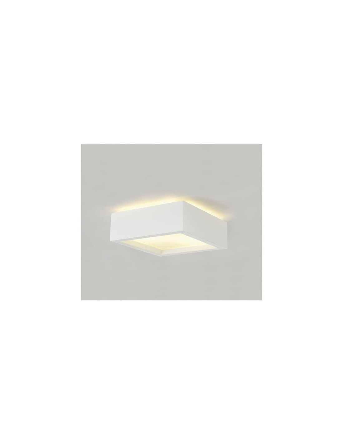 GL 104 plafonnier plâtre 2x25W E27 L25xB25xH9,5cm blanc