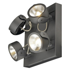 Kalu LED 4 applique/plafonnier carré noir LED 60W 3000K 60°