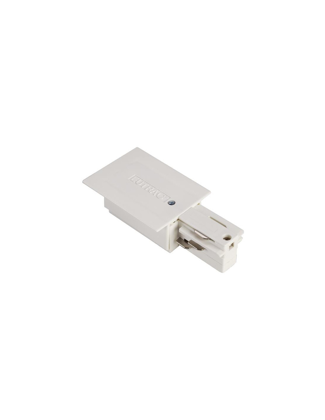 Eutrac alimentation pour rail 3 allumages à encastrer blanc RAL9016 terre droite