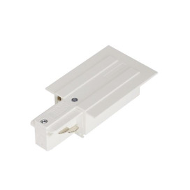 Eutrac alimentation pour rail 3 allumages à encastrer blanc RAL9016 terre gauche