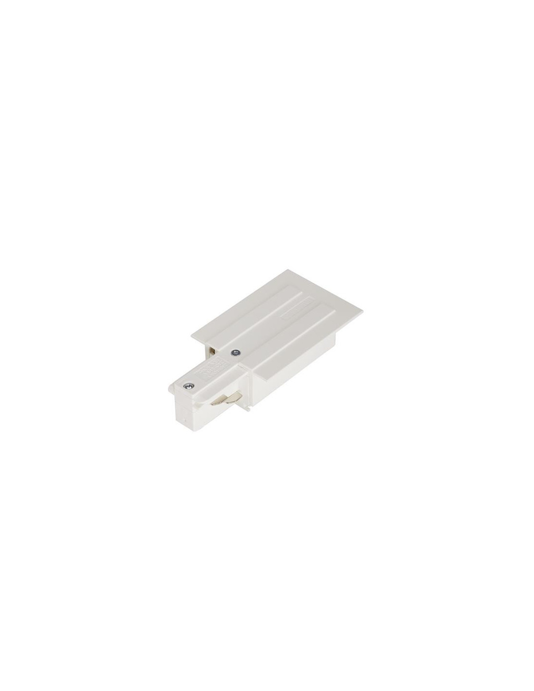 Eutrac alimentation pour rail 3 allumages à encastrer blanc RAL9016 terre gauche
