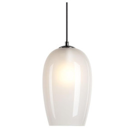 PANTILO OVAL PD, E27 Suspension verre blanc/chromé