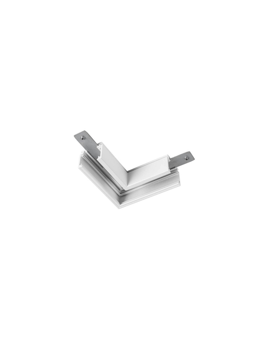Connecteur en L mécanique 48 V TRACK pour rail apparent standard gauche blanc
