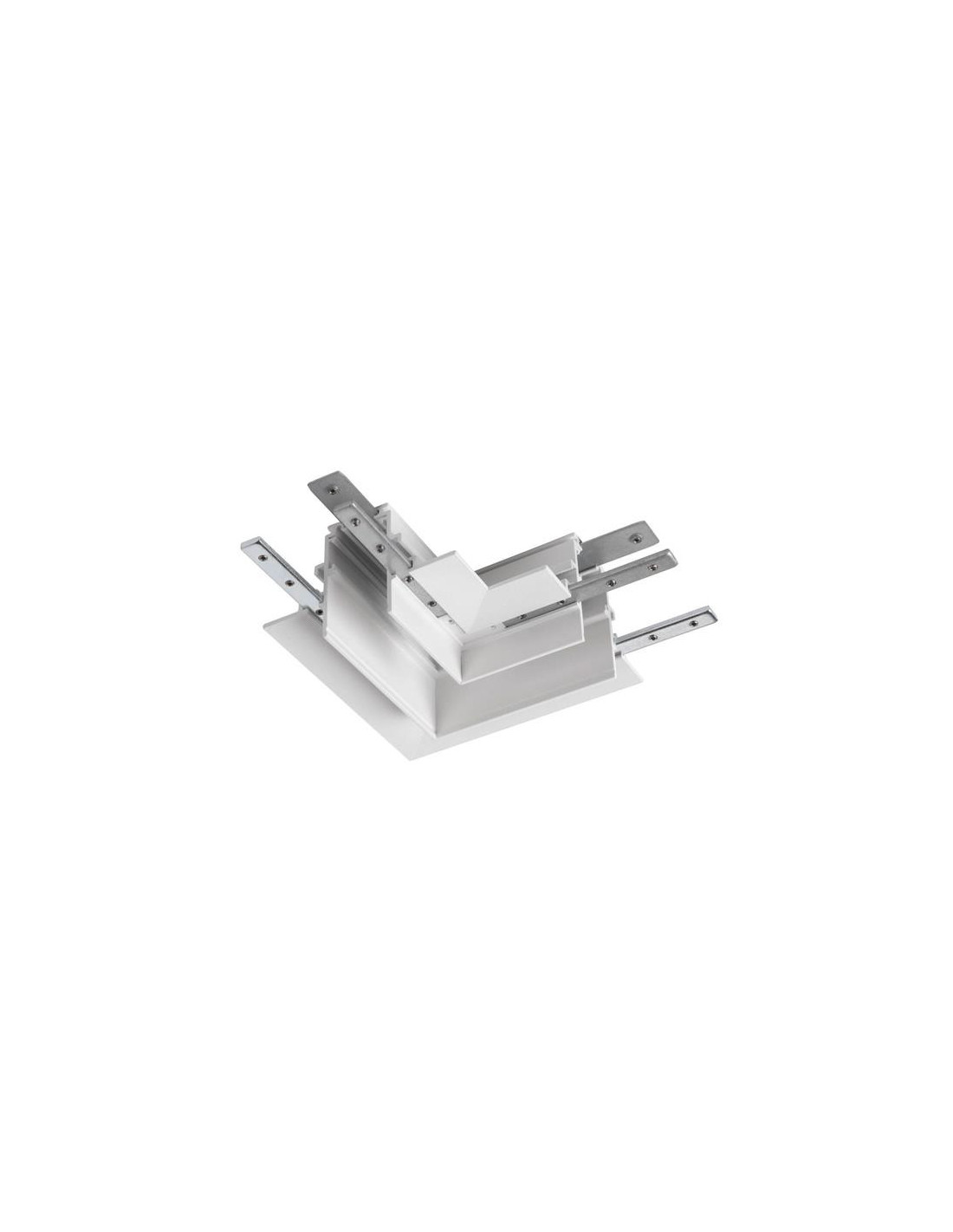 Connecteur en L mécanique 48V TRACK rail encastré profond Stereo gauche blanc