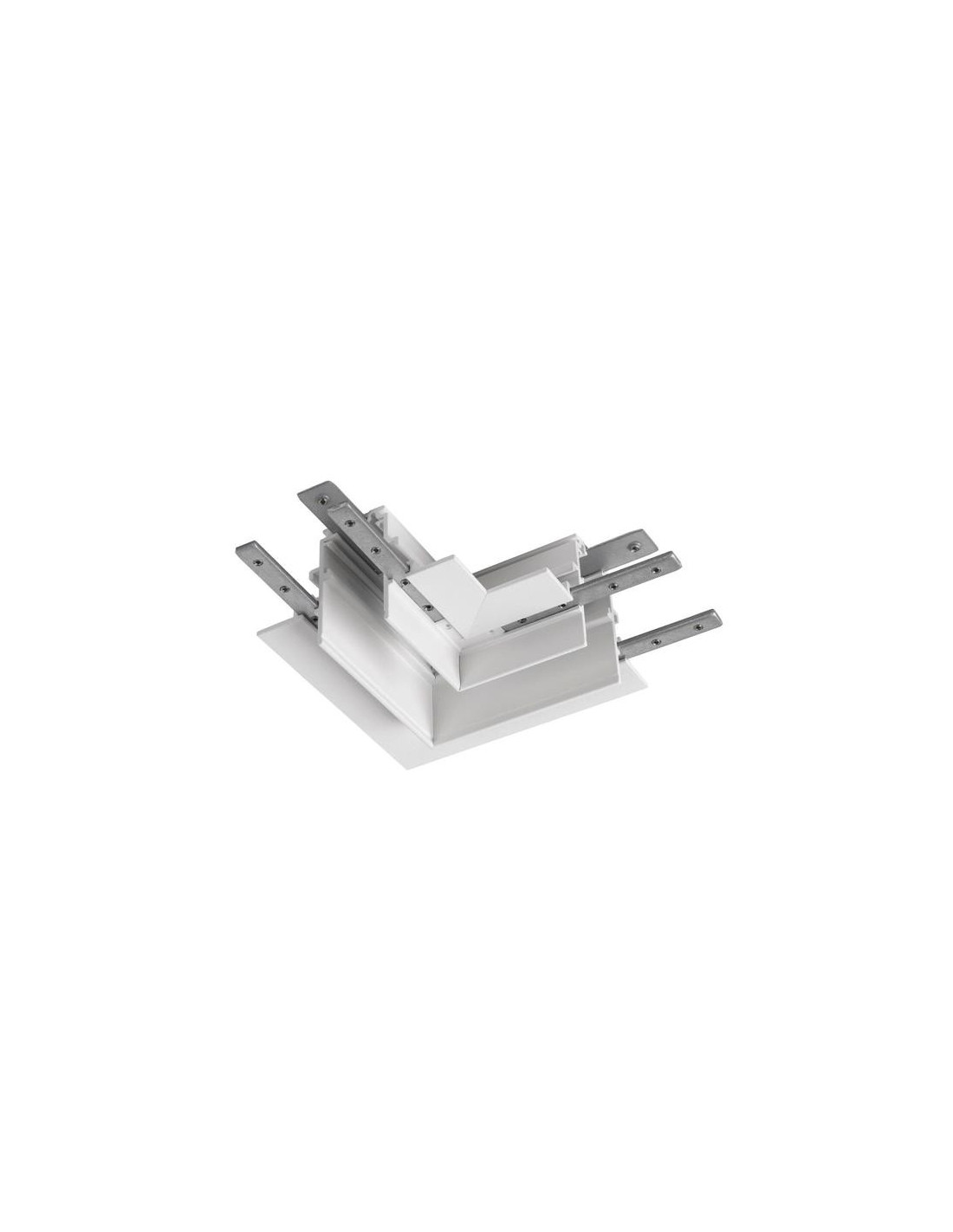 Connecteur en L mécanique 48V TRACK rail encastré profond Stereo droite blanc