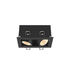 KADUX, plafonnier encastré, double, 3000 K, 38°, IP 20, carré, noir
