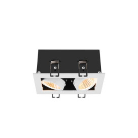 KADUX, plafonnier encastré, double, 3000 K, 38°, IP 20, carré, blanc