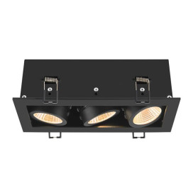 KADUX, plafonnier encastré, triple, 3000 K, 38°, IP 20, carré, noir