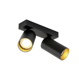 KAMI, luminaire monté au plafond, double, 2x max. 10 W, GU10, noir/or