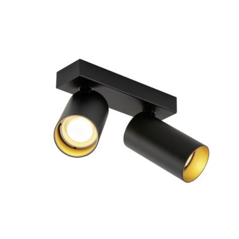 KAMI, luminaire monté au plafond, double, 2x max. 10 W, GU10, noir/or