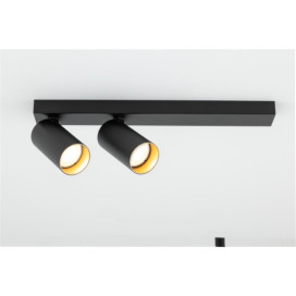 KAMI, luminaire monté au plafond, double, long, 2x max. 10 W, GU10, noir/or
