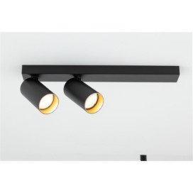 KAMI, luminaire monté au plafond, double, long, 2x max. 10 W, GU10, noir/or