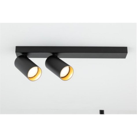 KAMI, luminaire monté au plafond, double, long, 2x max. 10 W, GU10, noir/or
