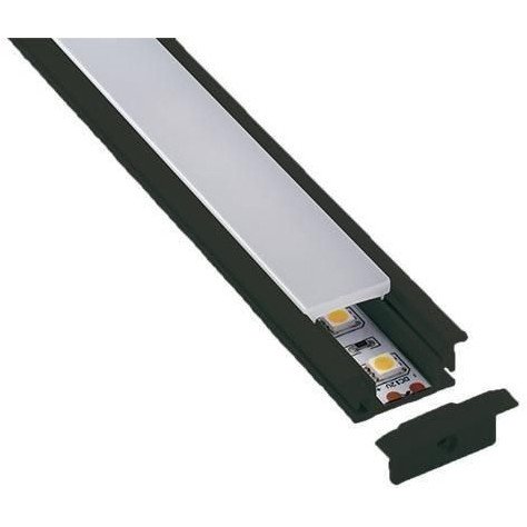 Profile pour strip LED 90° 2m NOIR à encastrer