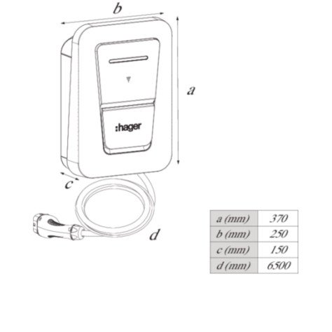 Borne de recharge witty one avec câble 6,5 m, T2, 11 kW