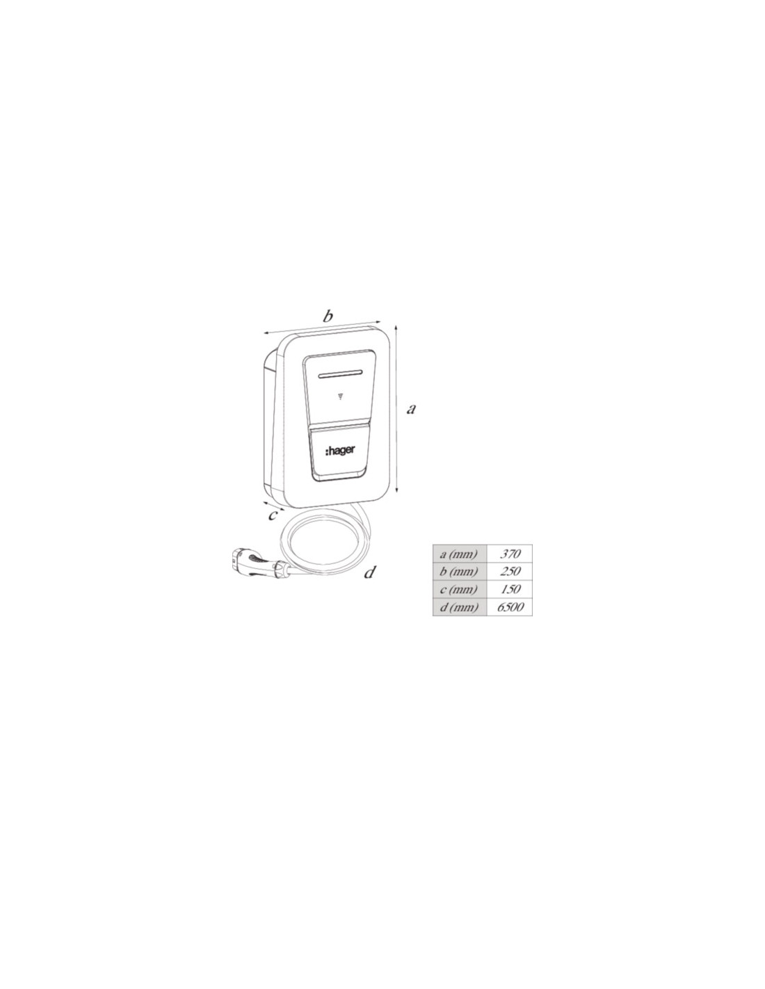 Borne de recharge witty one avec câble 6,5 m, T2, 11 kW